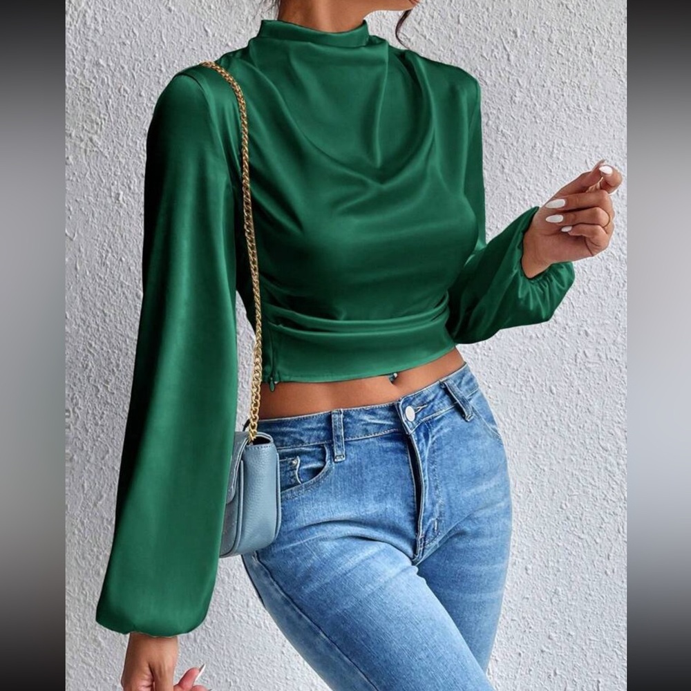 Elegant Green Satin Blouse